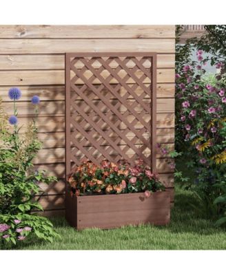 Outsunny Wood Planter Box with Trellis