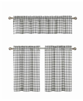 GoodGram Luxurious Turquoise Geometric Shabby 3 Piece Kitchen Curtain Tier & Valance Set