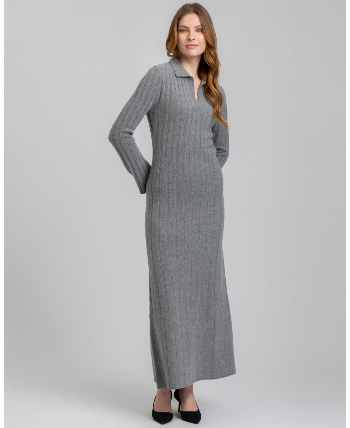 Pietro Brunelli Milano Women's Ribbed Beatrice Maxi Dress In Gray