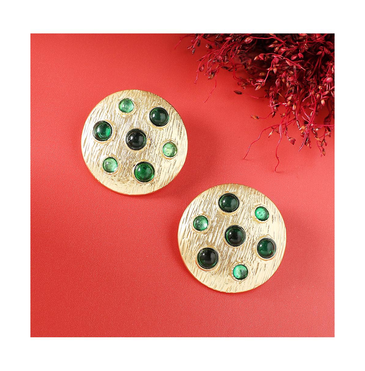 Emerald Cascade Stud Earrings