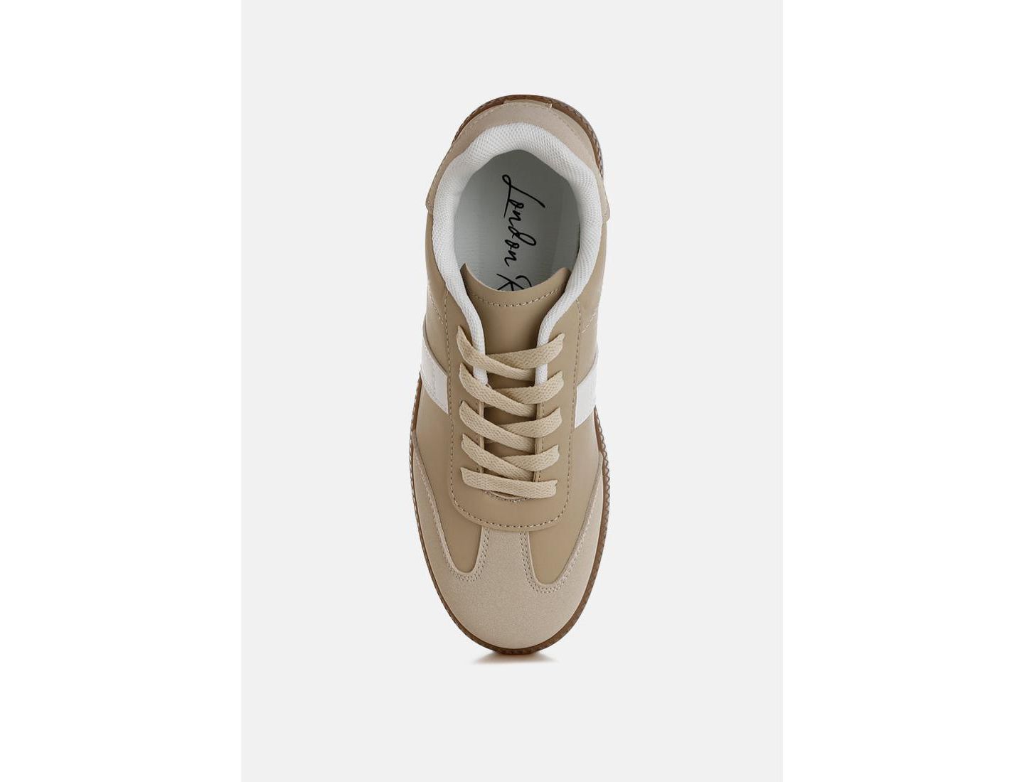 Женские кроссовки London Rag Crossover Classic Lace-Up Flatform, цвет: Бежевая искусственная кожа — фото 4