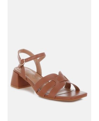 Womens ELISKA Strappy Square Toe Block Heels