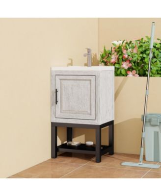Small Bathroom Vanity with Sink Hot and Cold Faucet Freestanding Bathroom Cabinet