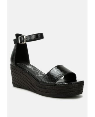 Womens Utah Faux Leather Snake Wedge Espadrilles