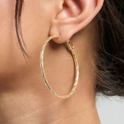 3-Piece Hoop and Chain Hoop Earring Set in Gold-Tone