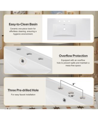 36" Bathroom Vanity with Ceramic Sink, Soft-Close Doors, Drawers & Storage Cabinet