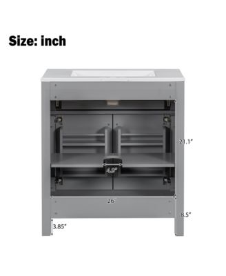 30" Ceramic Sink Soft-Close 2-Door Bathroom Vanity Cabinet