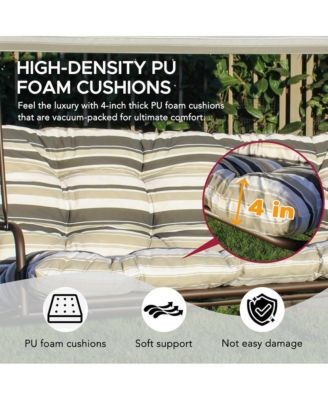 3-Person Deluxe Outdoor Patio Garden Steel Frame Swing