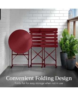 3-Piece Folding Patio Bistro Set with 2 Chairs and Table