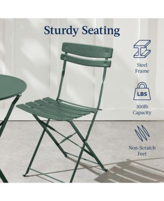 3-Piece Small Bistro Set, Folding Patio Furniture Set of 2 Chairs and Table