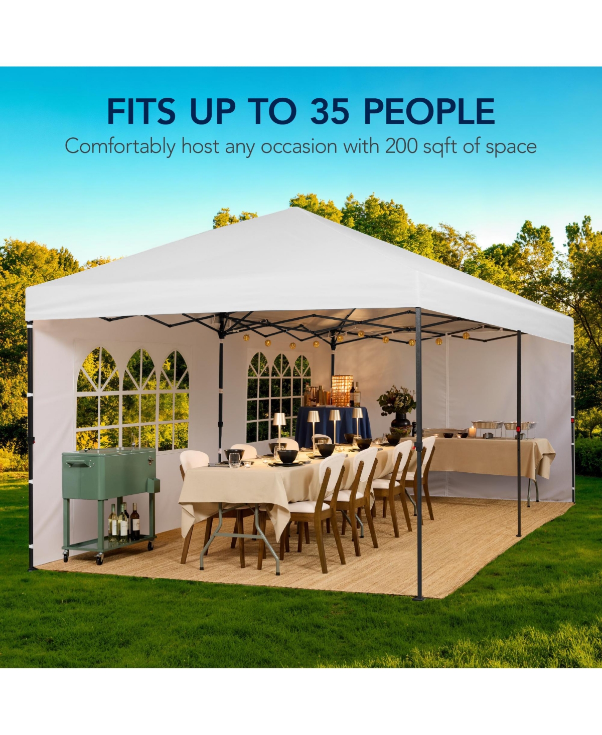 Best Choice Products 10x20ft Party Tent Pop Up Canopy Easy Setup w/ 1-Button Setup, Wheeled Case, 4 Weight Bags