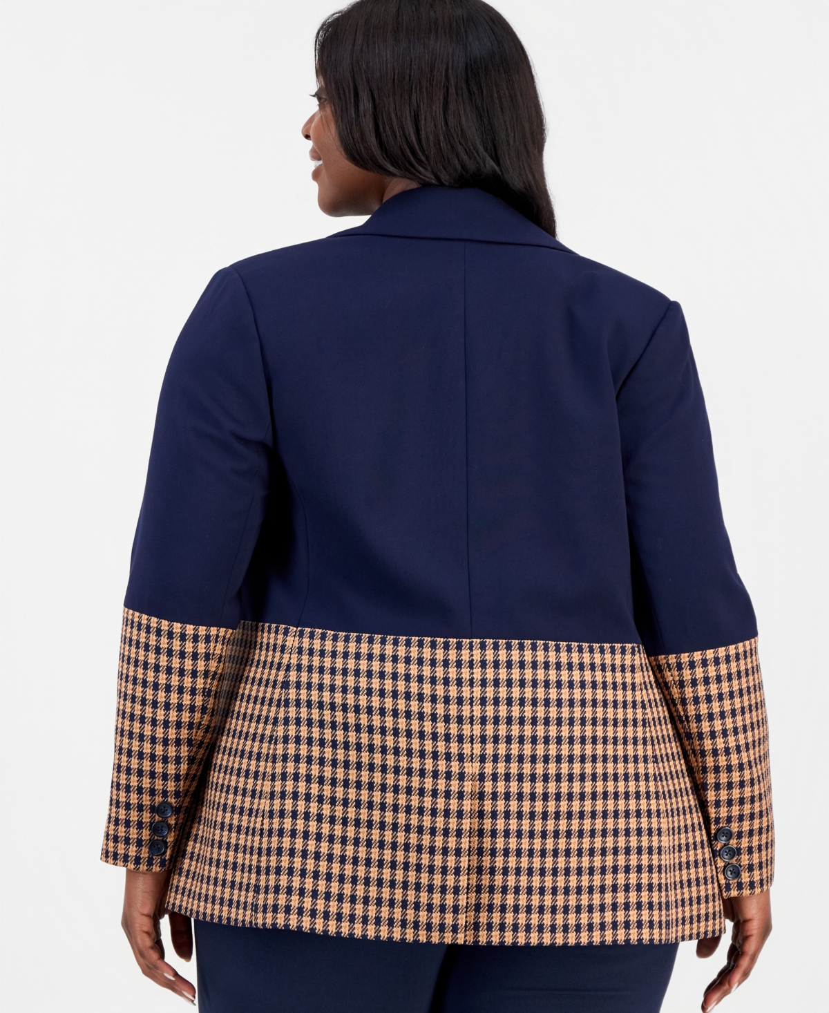 Tahari Asl Plus Colorblocked Peak-Lapel Blazer