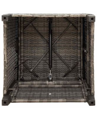 Reclining Garden Chair Grey PE rattan Medium Height-Adjustable