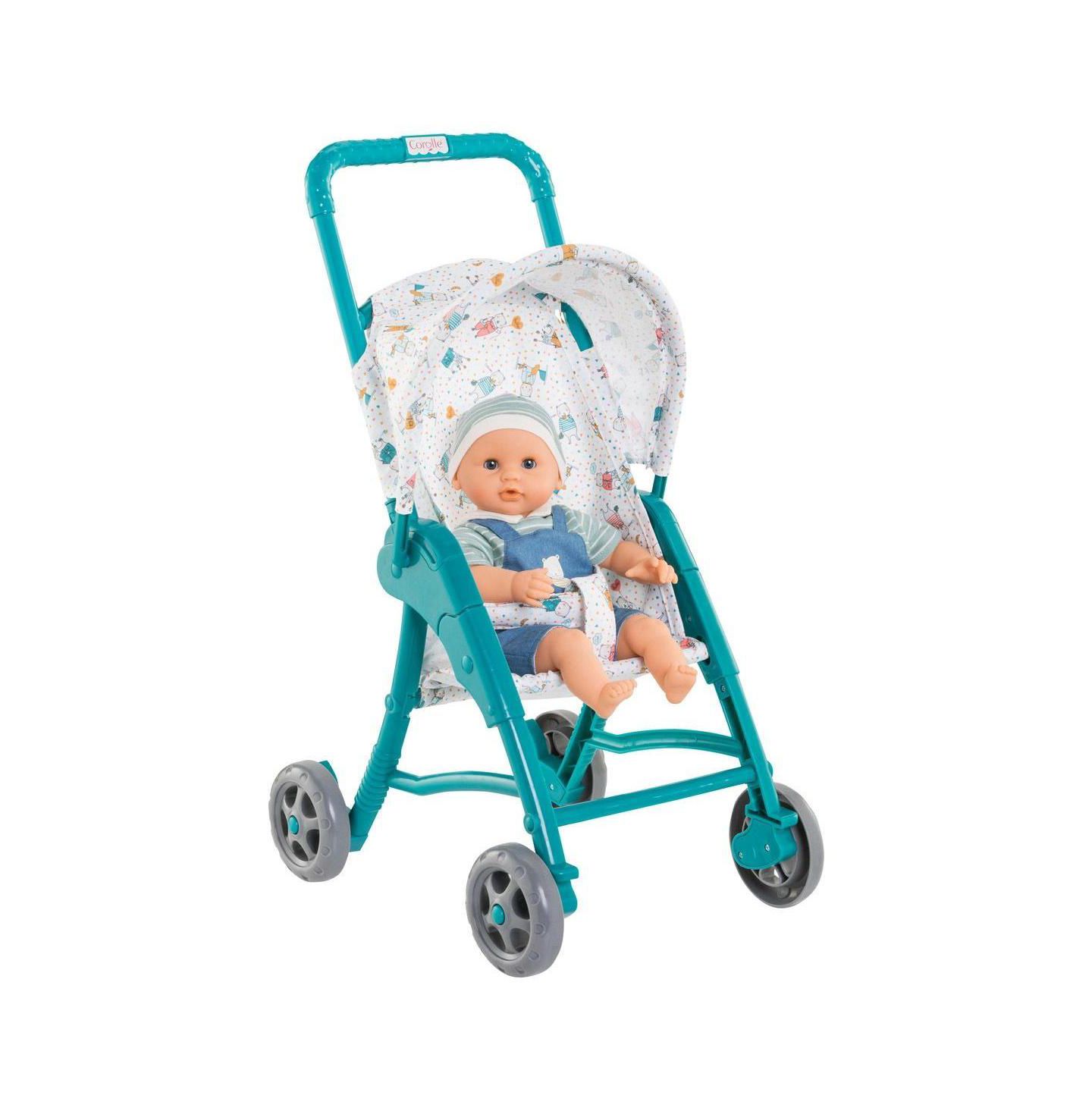 Детская игрушка Corolle Toddler's First Doll Stroller, Fits Baby Dolls up to 12", Ages 18 Months+, цвет: Бирюзовый / Аквамариновый — фото 2
