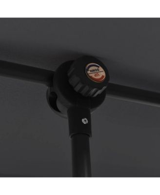 Garden Parasol Black Polyester, Aluminum Medium Height-Adjustable