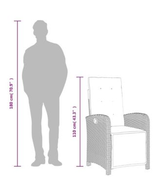 Reclining Garden Chair Beige Poly Rattan Medium