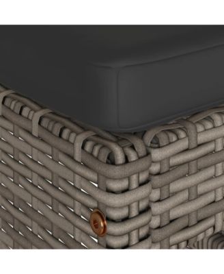 Garden Bar Stool Set of 2 Grey PE Rattan 15.7 x 15.7 x 29.9 in