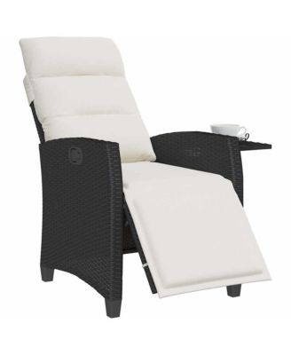 Reclining Garden Chair Black PE rattan, powder-coated steel Medium