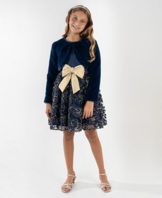 Rare Editions - Girls 7-16 2-Piece Sleeveless Dress and Shrug Set