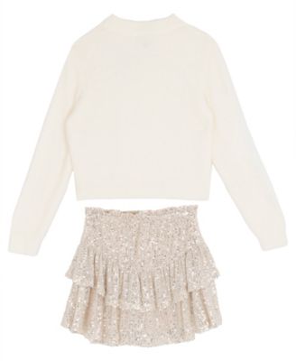 Girls' 7-12 Bow Embellished Sweater and Skort, 2-Piece Set
