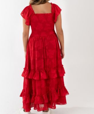 Girls' 7-16 Ruffle Detail Tiered Maxi Dress
