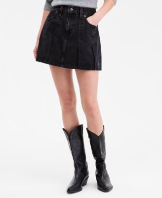 Women's Pleated Denim Mini Skirt
