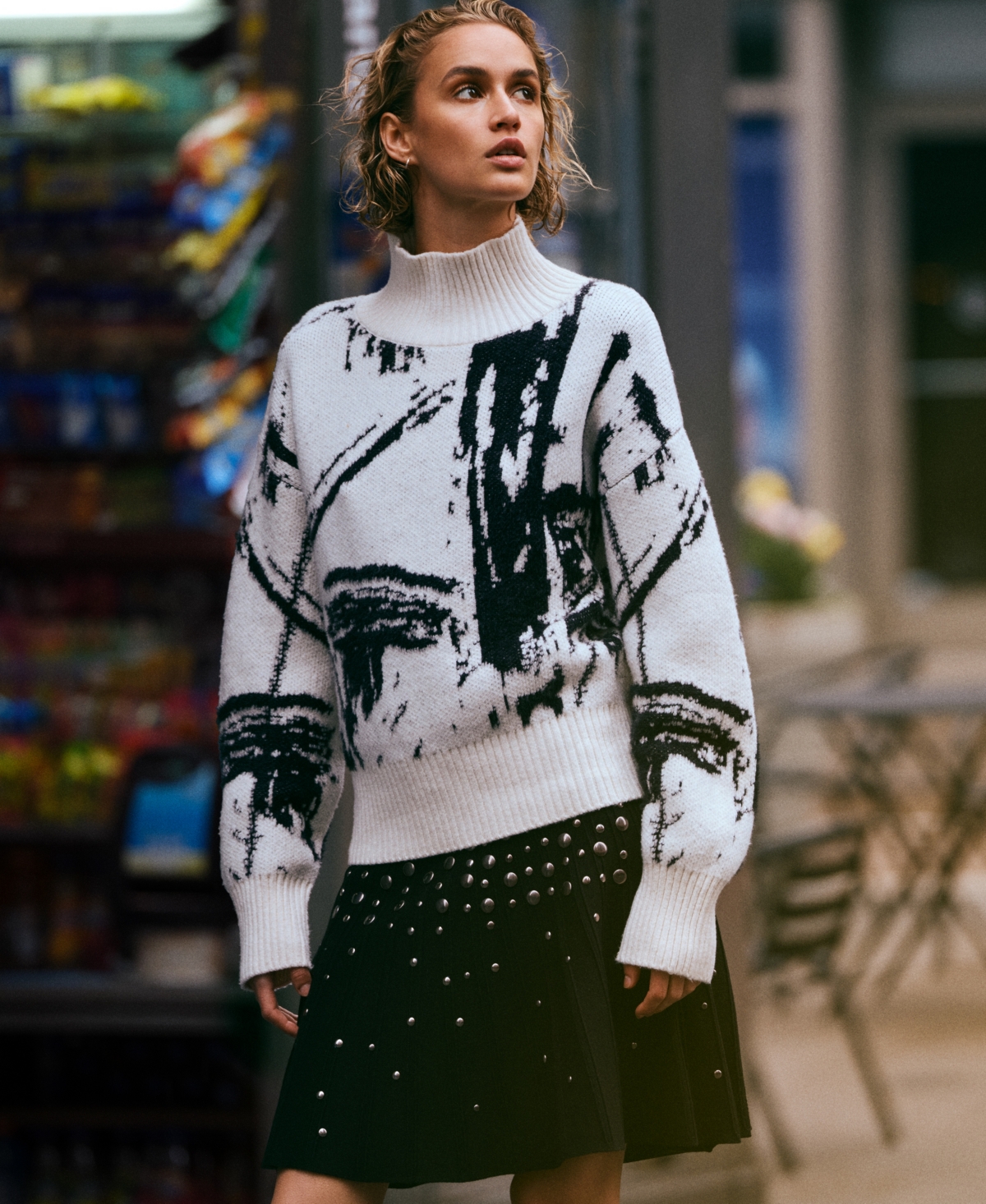 Dkny Women's Intarsia Oversized Pull On Sweater