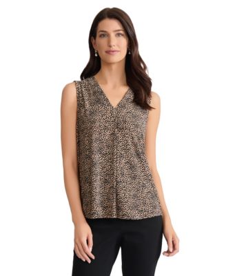 Jones New York - Women's Sleeveless V-Neck Pleat Front Top