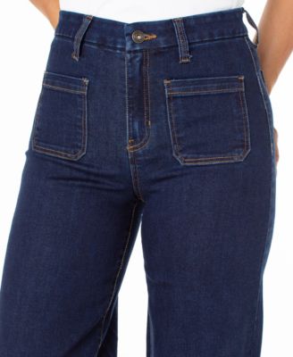 Juniors' High-Rise Wide-Leg Patch-Pocket Jeans 