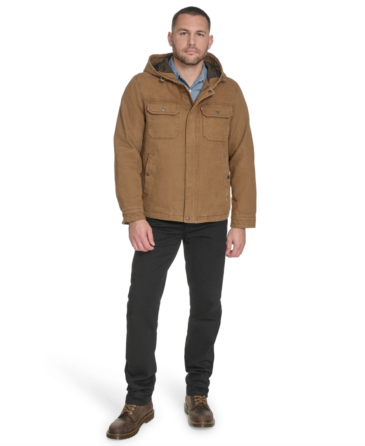 Levi's Men's Cotton Canvas Hood Jacket In Brown