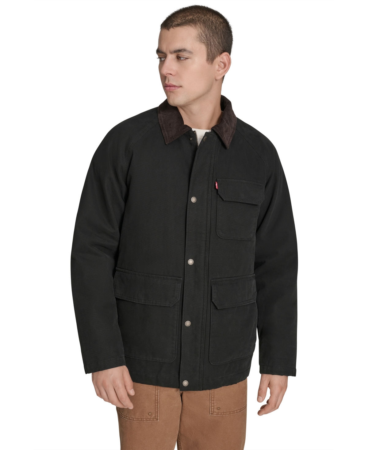 Levi's Men's Corduroy Collar Cotton Field Jacket In Black