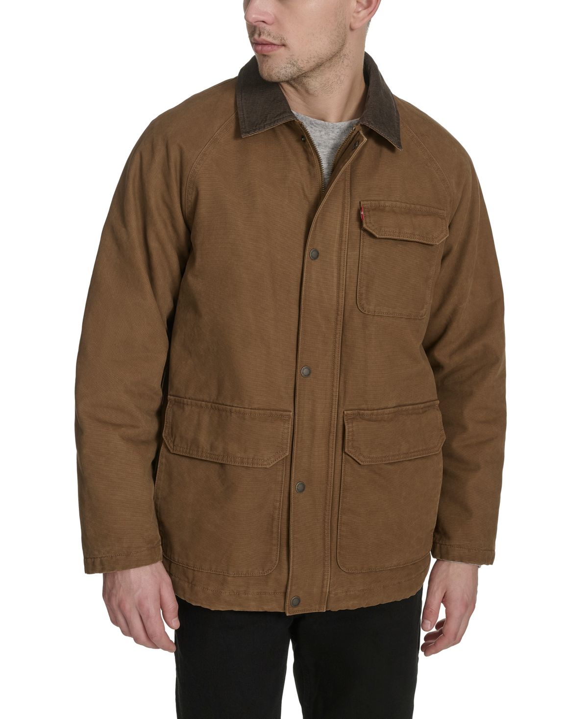 Мужская куртка-сарай из хлопчатобумажной ткани с вельветовым воротником