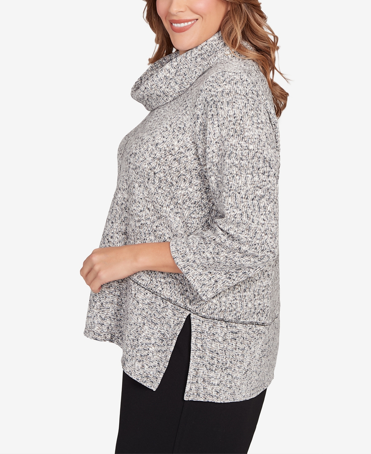 Ruby Rd. Plus Size Cowl Neck Spacedye Chenille Knit Top In Multi