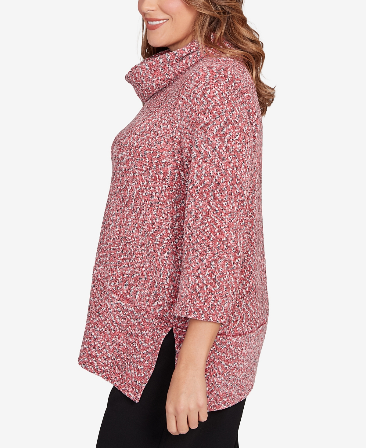 Ruby Rd. Plus Size Cowl Neck Spacedye Chenille Knit Top In Multi