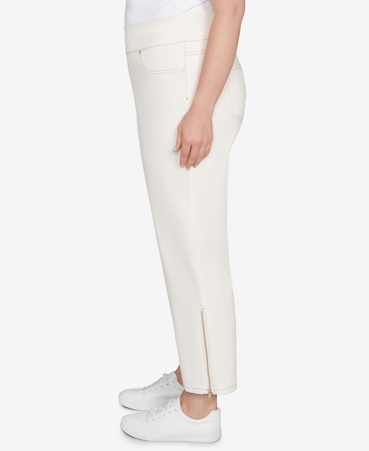 Ruby Rd. Plus Size Zipper Hem Pull On Pants In White
