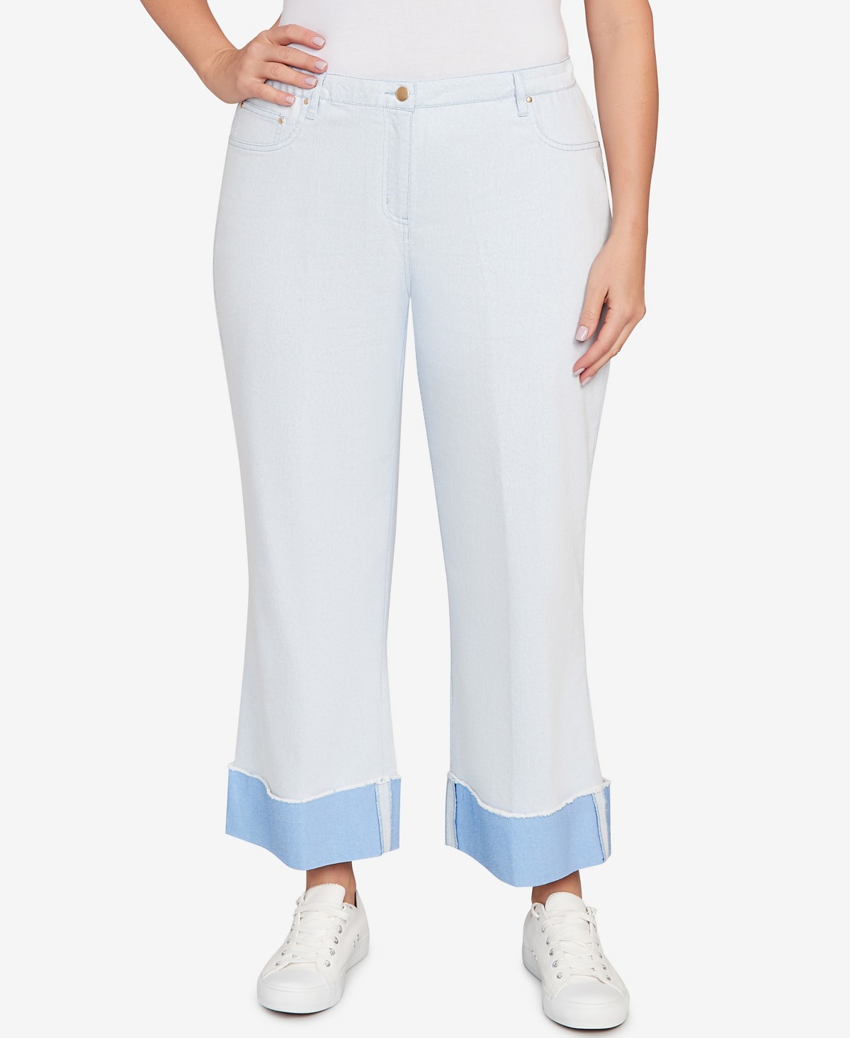 Женские Ruby Rd. Plus Size Cuffed Pull-On Faux Fly Pants — фото 1