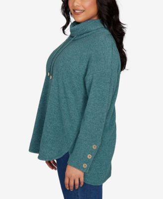 Plus Size Cowl Neck Cozy Hatchi Drawstring Top