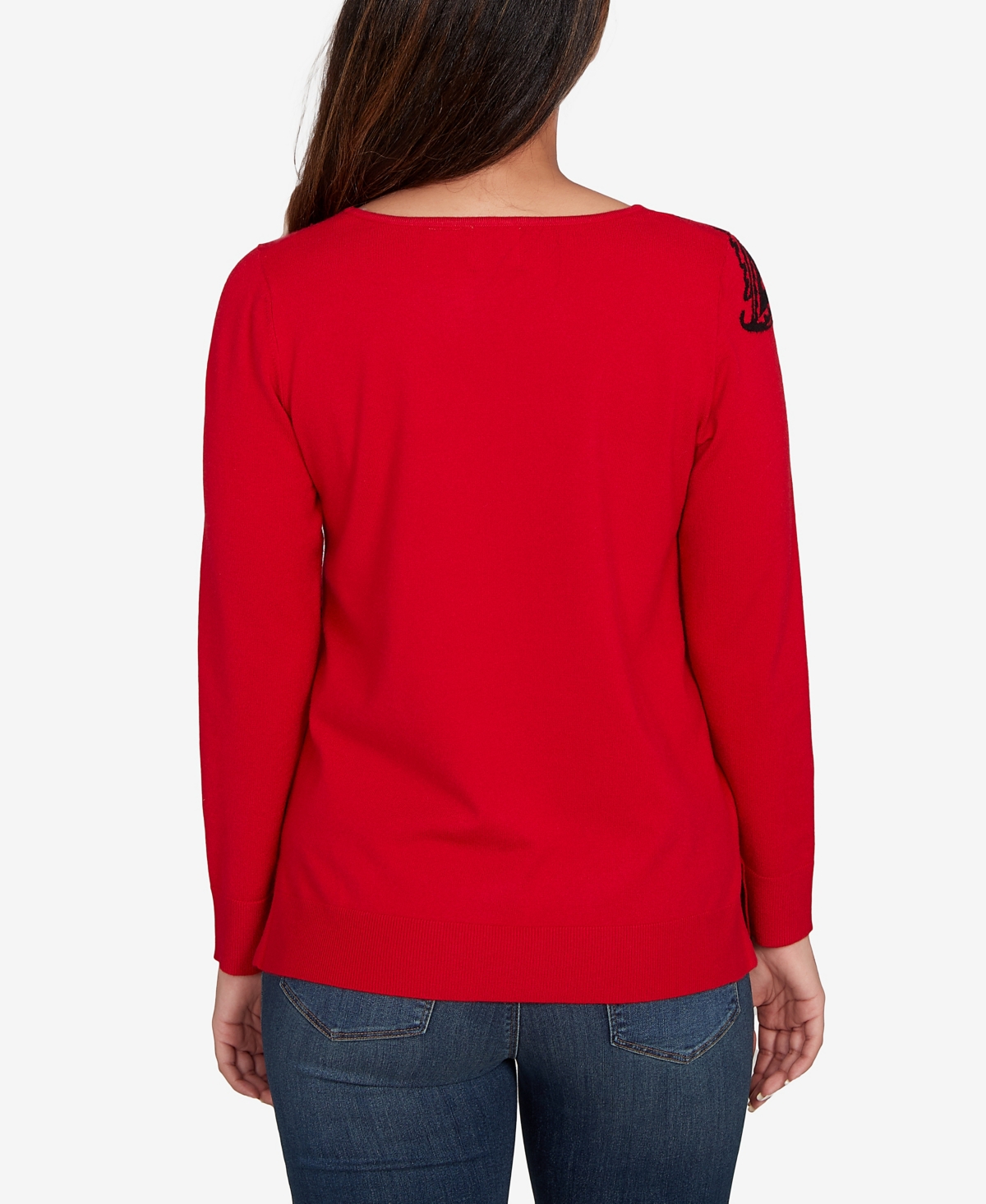 Ruby Rd. Plus Size Floral Paisley Jacquard Sweater In Red