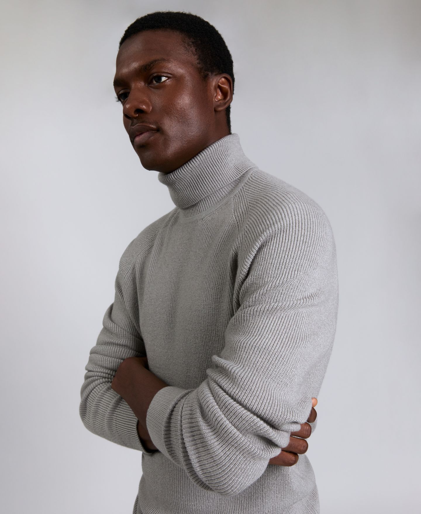 Мужской свитер Kenneth Cole Fold Over Turtleneck, цвет: Меланжевый серый — фото 4