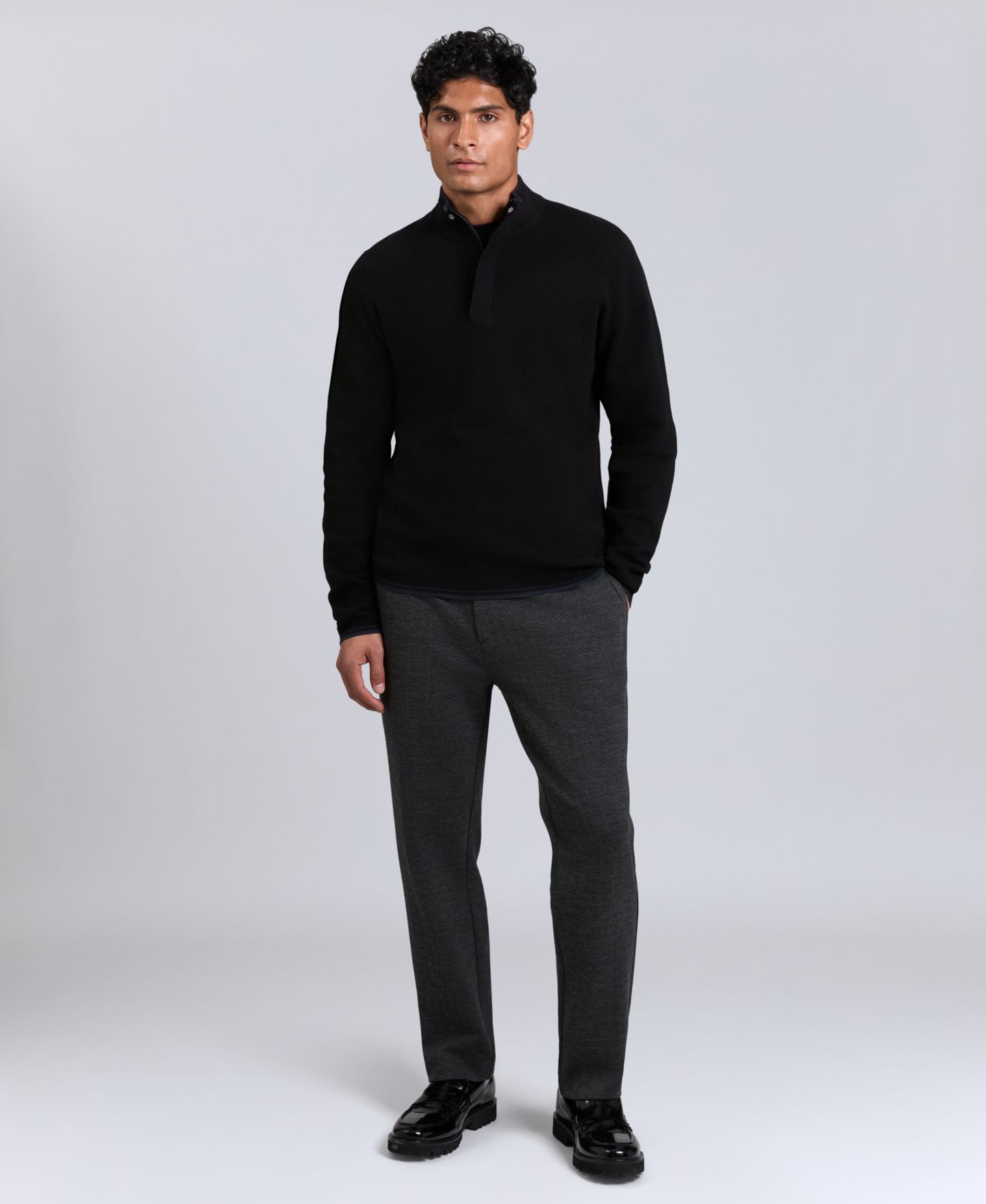 Мужской свитер Kenneth Cole Quarter Zip, цвет: Чёрный — фото 1
