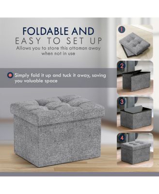Set of 2 Collapsible Rectangle Small Storage Ottoman - 12" x 16" x 12"