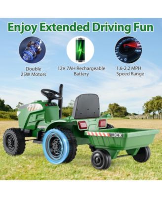 2-in-1 Kids Ride On Tractor 12V Battery Powered Toy Car w/ Remote Control Grayish