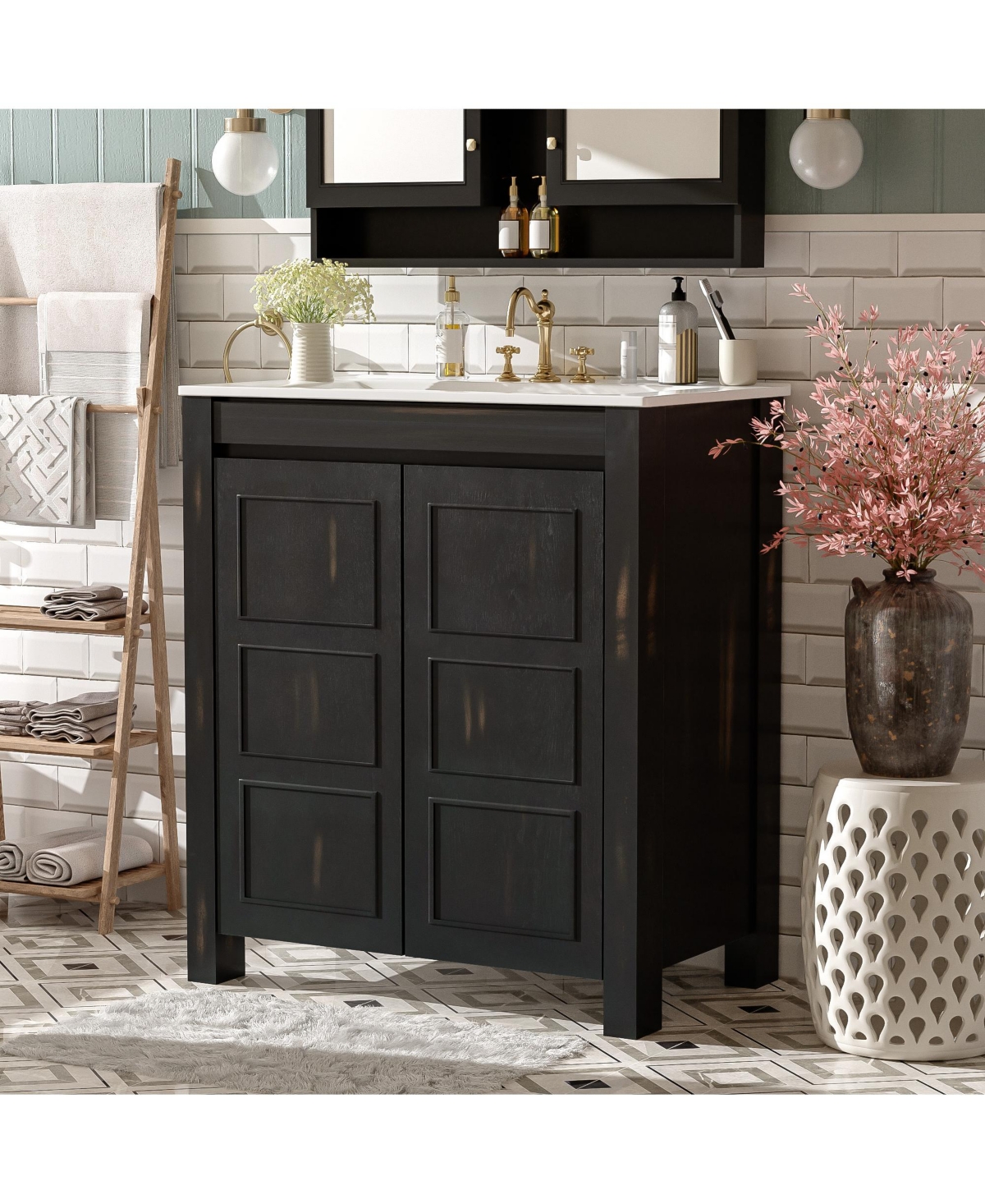 Casainc 30" Bathroom Vanity with Ceramic Sink, Soft-Close Doors, Adjustable Shelf and Modern Storage Cabinet