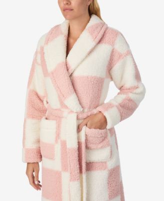 Women's Ultra-Cozy Belted Check Wrap Short Robe