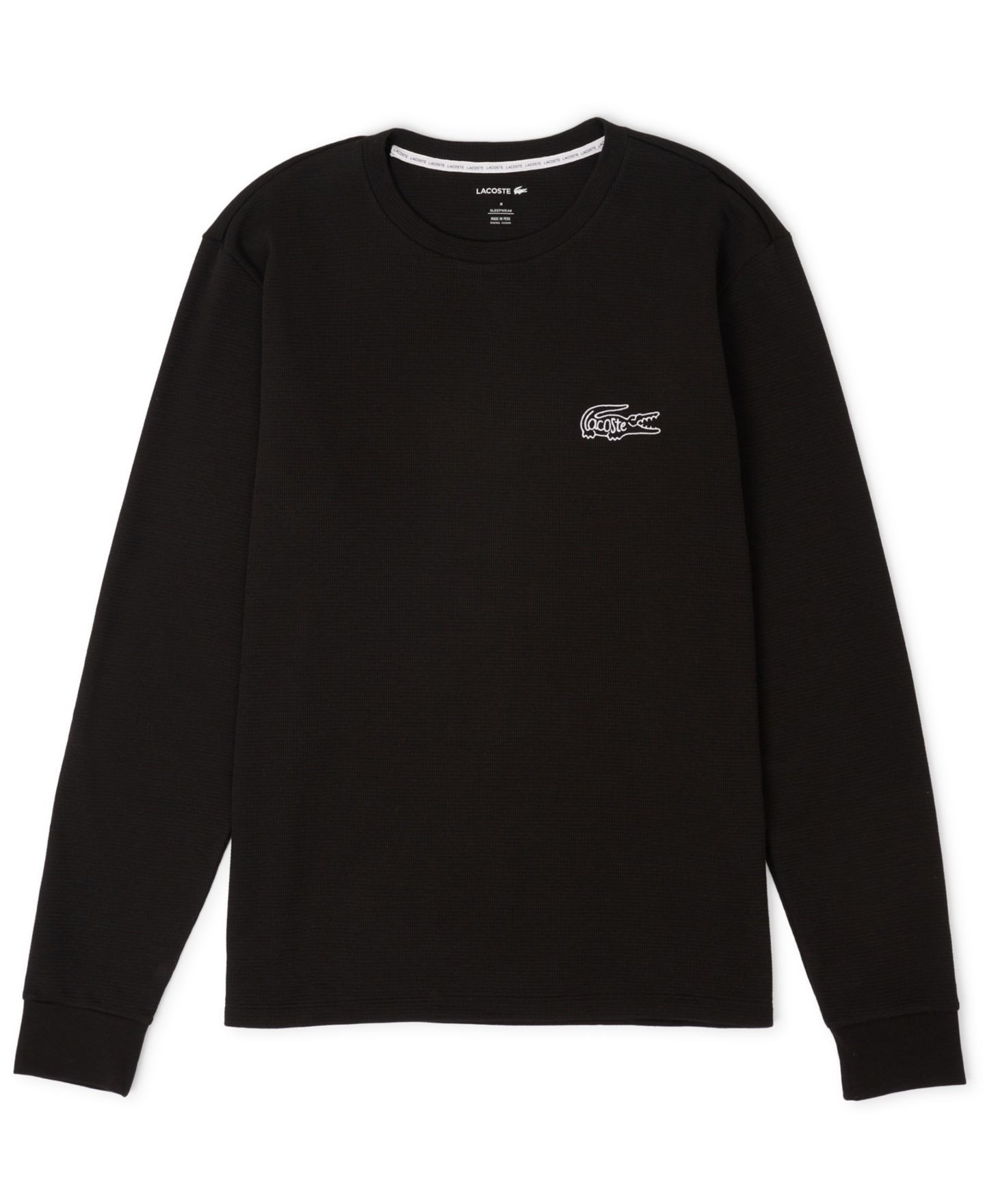 Мужская рубашка Lacoste Exclusive Crocodile Waffle-Knit Thermal, цвет: Чёрный — фото 1