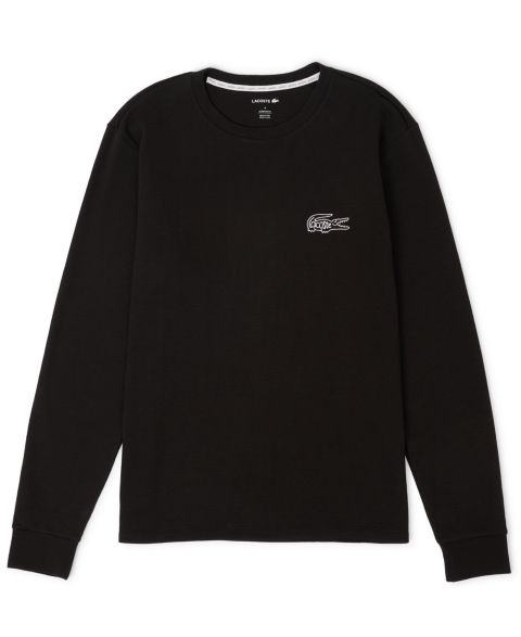 Мужская рубашка Lacoste Exclusive Crocodile Waffle-Knit Thermal, цвет: Чёрный