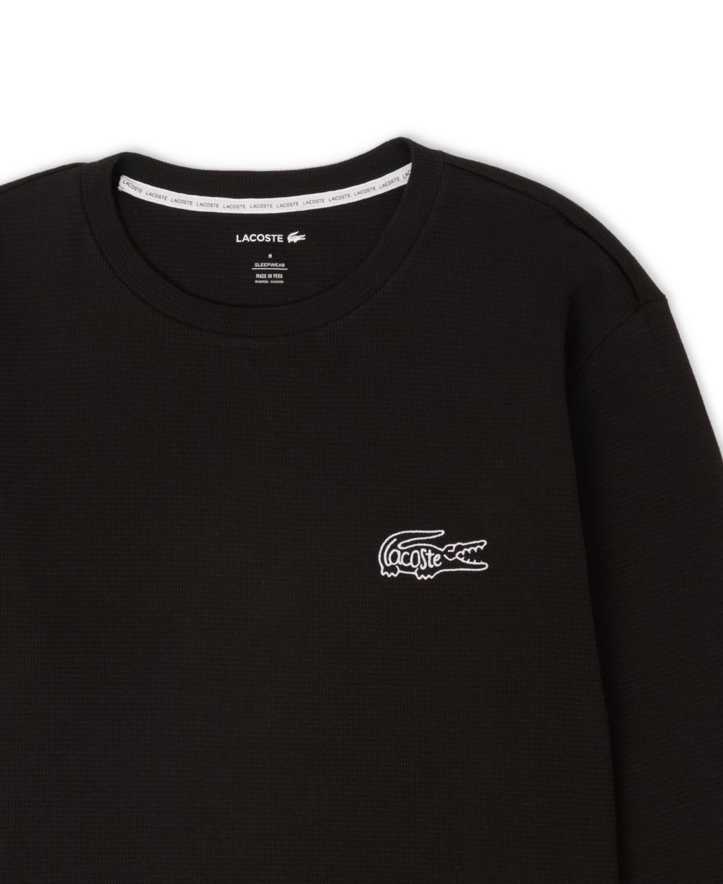 Мужская рубашка Lacoste Exclusive Crocodile Waffle-Knit Thermal, цвет: Чёрный — фото 5