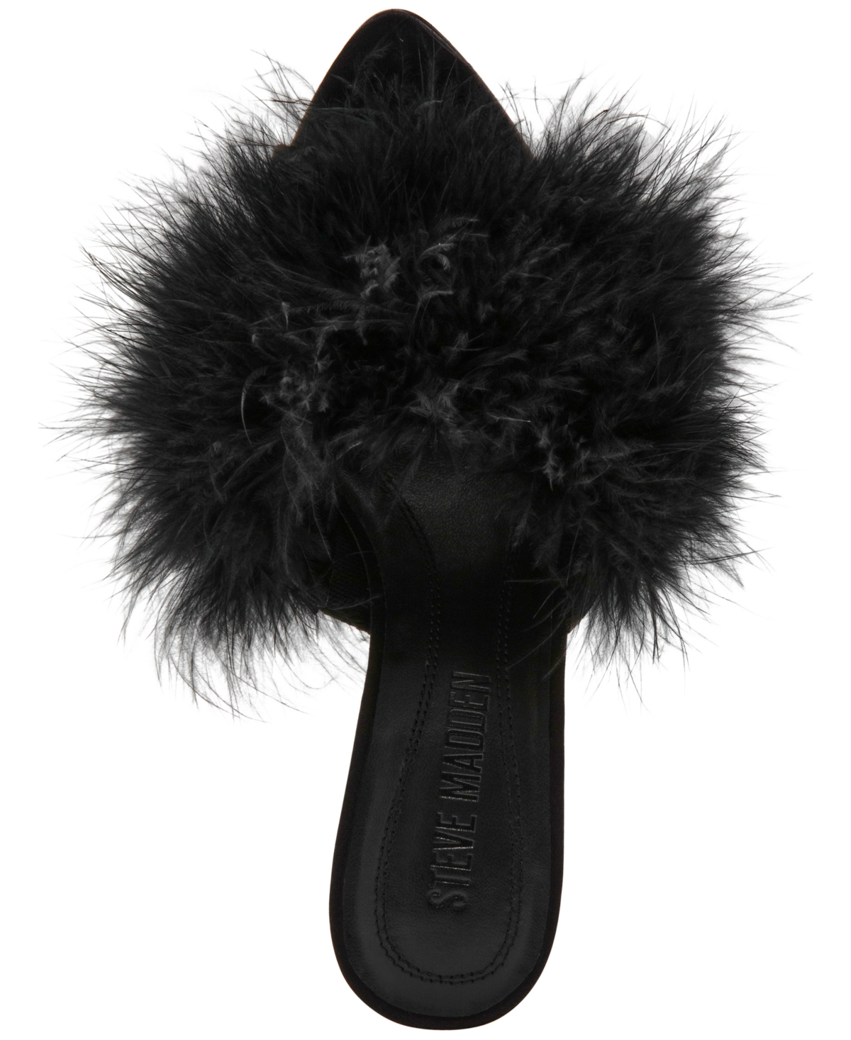 Steve Madden Women's Ashbey Feather Stiletto Dress Mules In Black