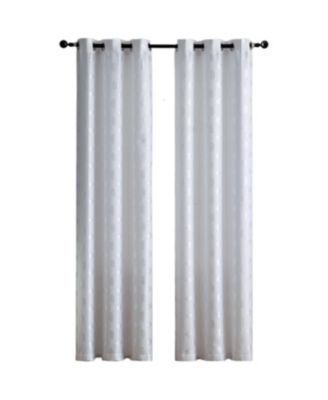 Contemporary Living 2 Pack Semi Sheer Geometric Grommet Top Curtain Panels - White