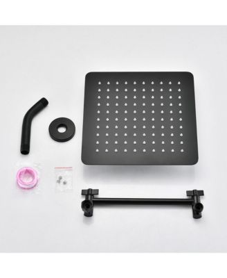 10" Square Rainfall & High Pressure Stainless Steel Bath Shower Head Matte Black